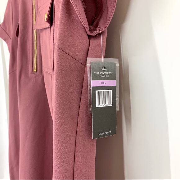Sharagano Floraberry Dusty Mauve Utility Uniform Shift Dress New Nwt Size 6 - Picture 5 of 14